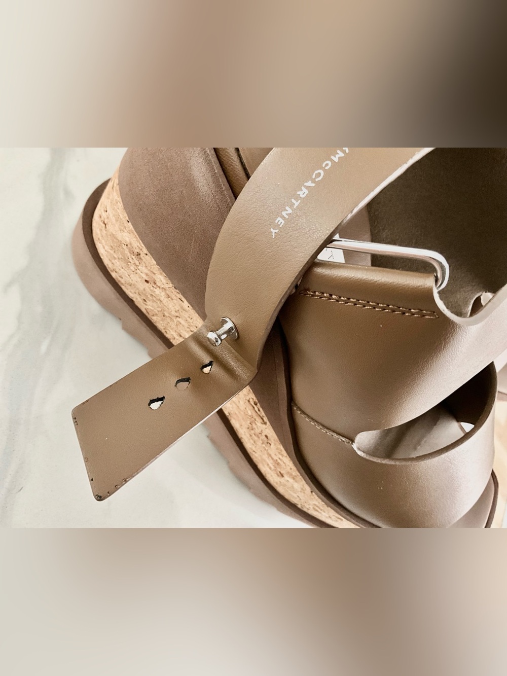 Stella McCartney Sneak Elyse Platform Sandals Hazelnut Cork Wedge - Picture 7 of 7